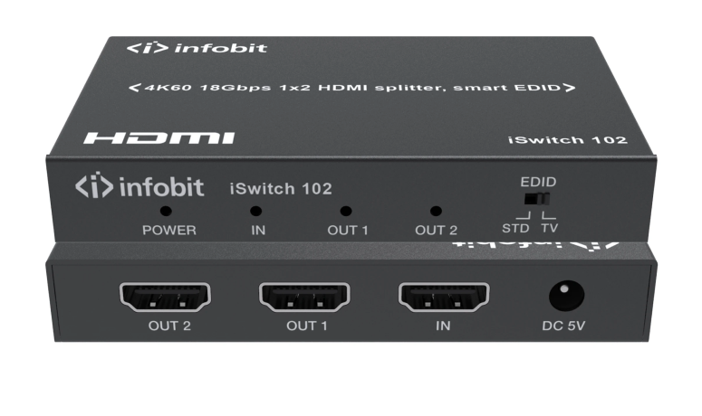 Сплиттер Infobit iSwitch 102 4K60 18Gbps 1x2 HDMI splitter, smart EDID